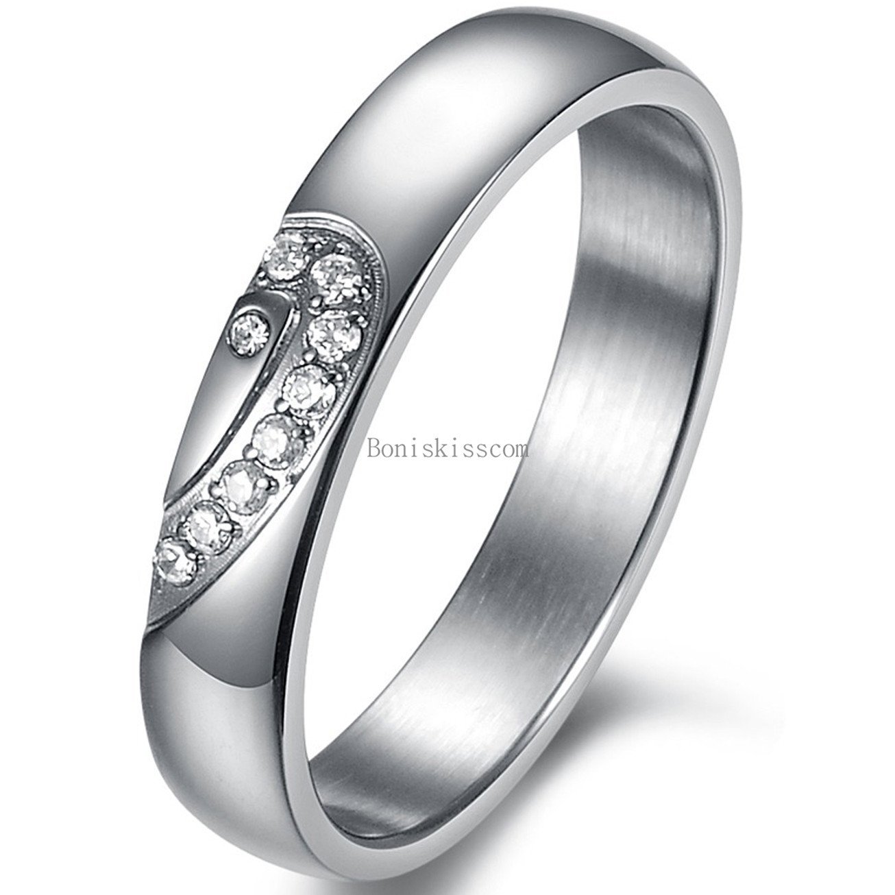 Couples Stainless Steel Matching Heart Promise Engagement Ring Wedding Band Gift