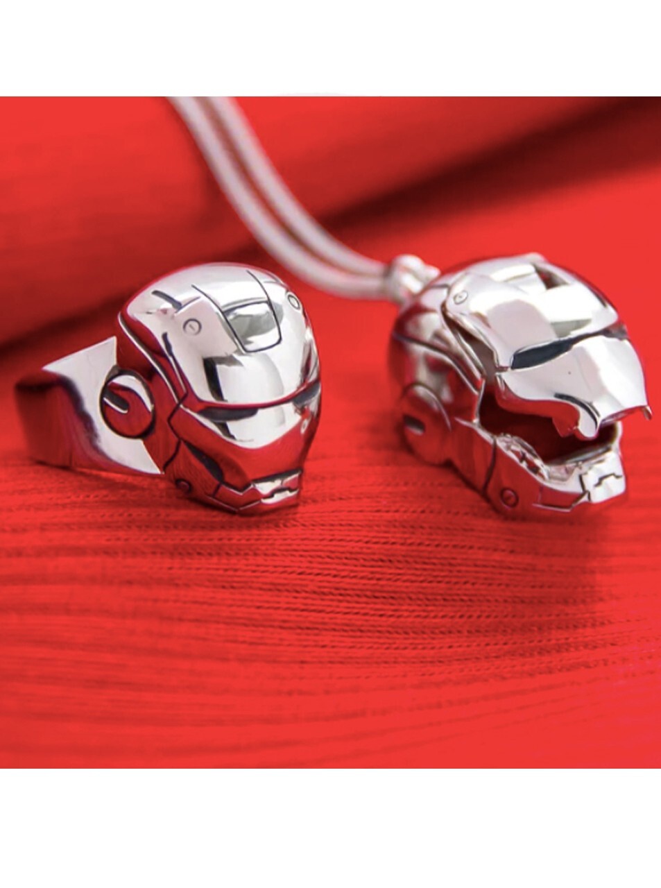 RockLove Iron Man Hinged Helmet Necklace Sterling Sterling Silver Infinity Saga