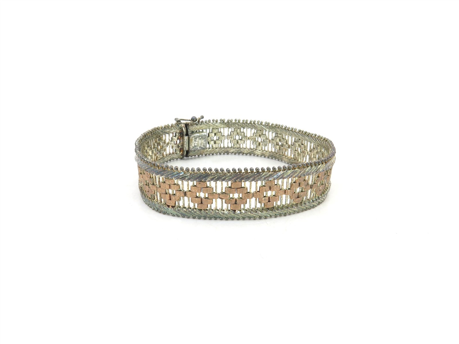 Milor Vintage Basket Weave Two-tone Bracelet .925 Sterling Italy 7.5 in