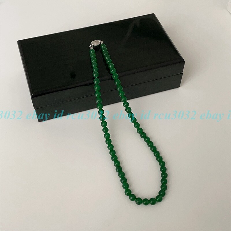 Beautiful Natural 6mm Green Jade Gemstones Round Beads Necklace 16-36in