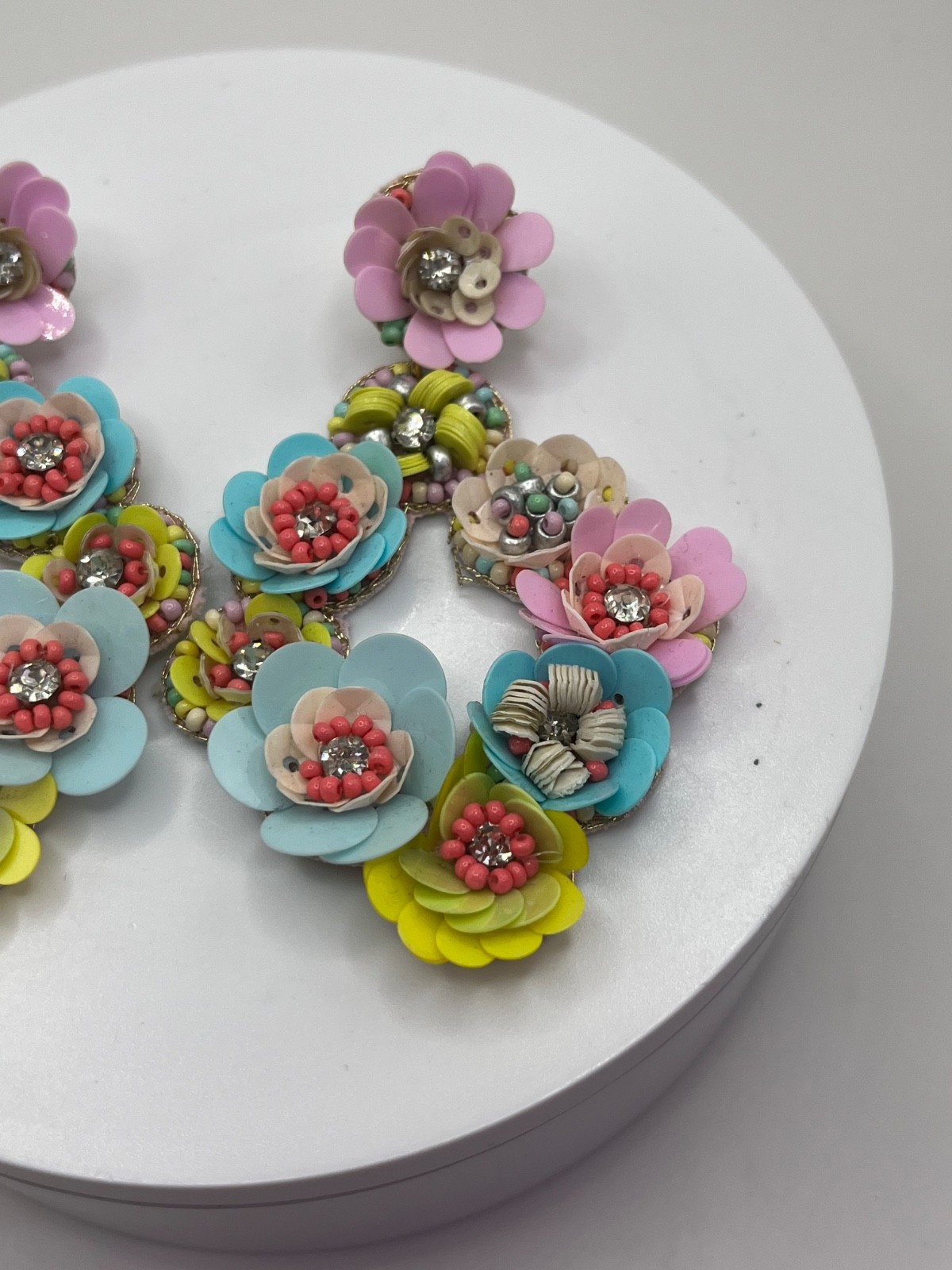 Noir Floral Beaded Statement Lightweight Earrings