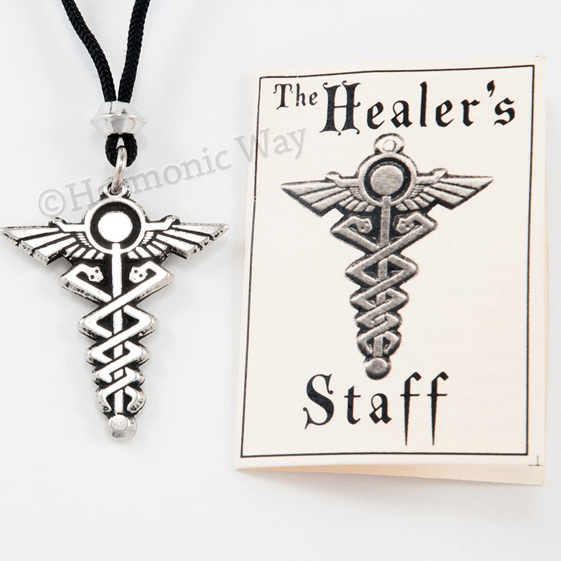 CADUCEUS Necklace Pendant medicine healing Healer’s pendant staff snake symbol