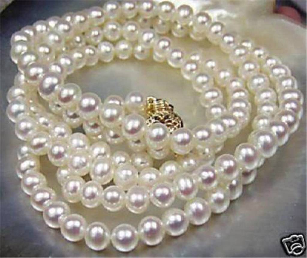 Beautiful! 7-8mm White Akoya freshwater Cultured Pearl Necklaces 16-50″