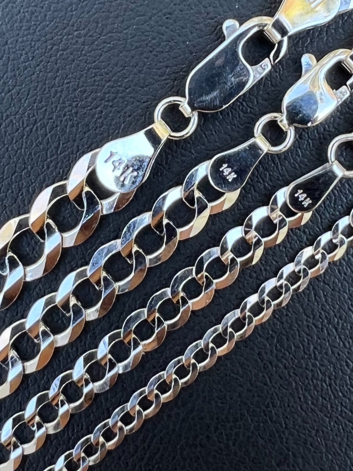 Real Solid 14k White Gold Curb Miami Cuban Link Chain 16-30″ 2.5-5.7mm Necklace