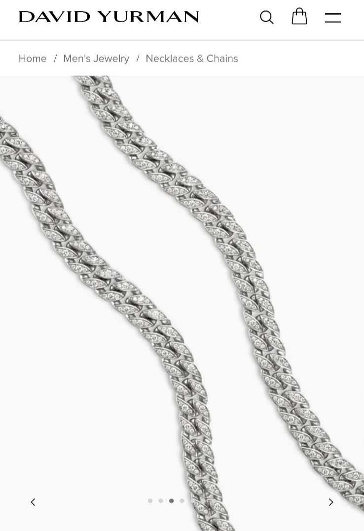 David Yurman Silver 11.5mm Pave Diamond Necklace 22″ $34,000… Lowest Price