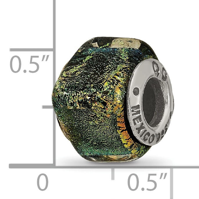 Silver Reflections Yellow Dichroic Glass Square Bead QRS1486