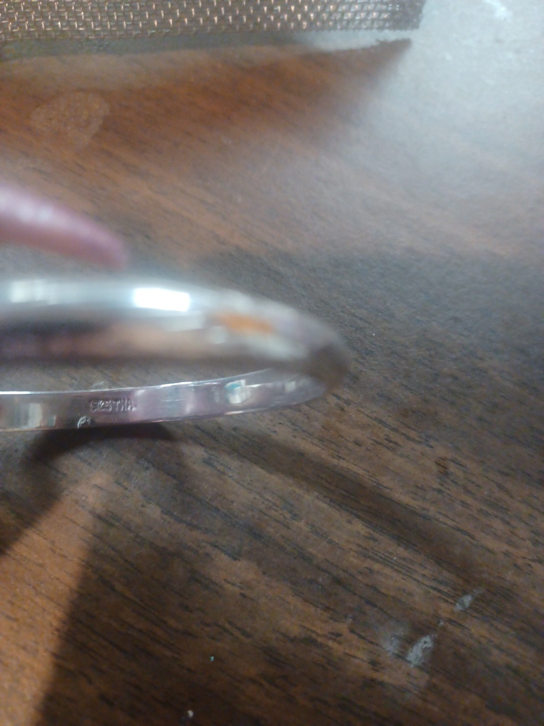Vintage 925 Sterling Silver Etched Hinged Bangle Bracelet 7.25 Safety Chain 6.7g