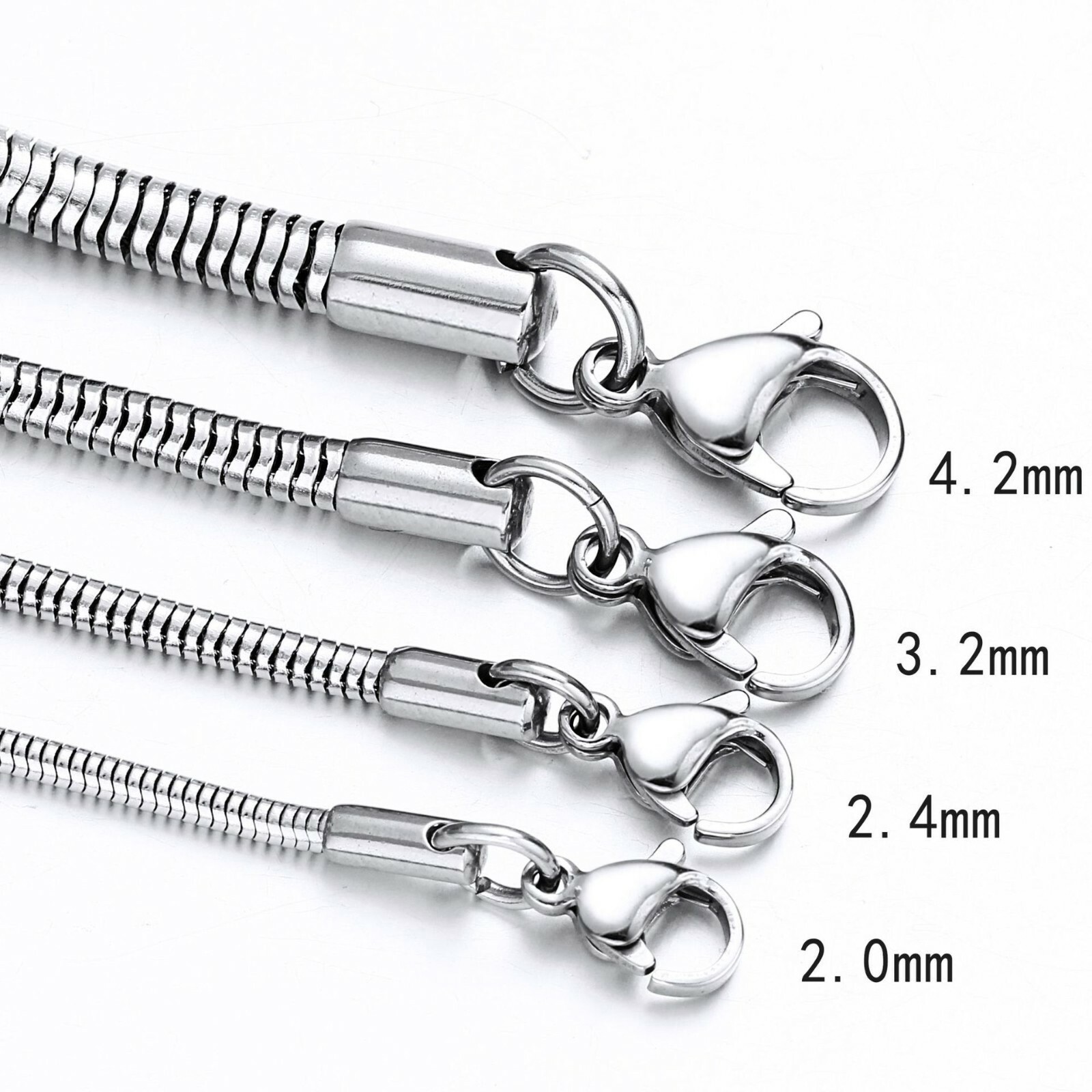 USA Stock 1.6-2mm Stainless Steel Men Women Round Snake Chain Necklace 18-28”