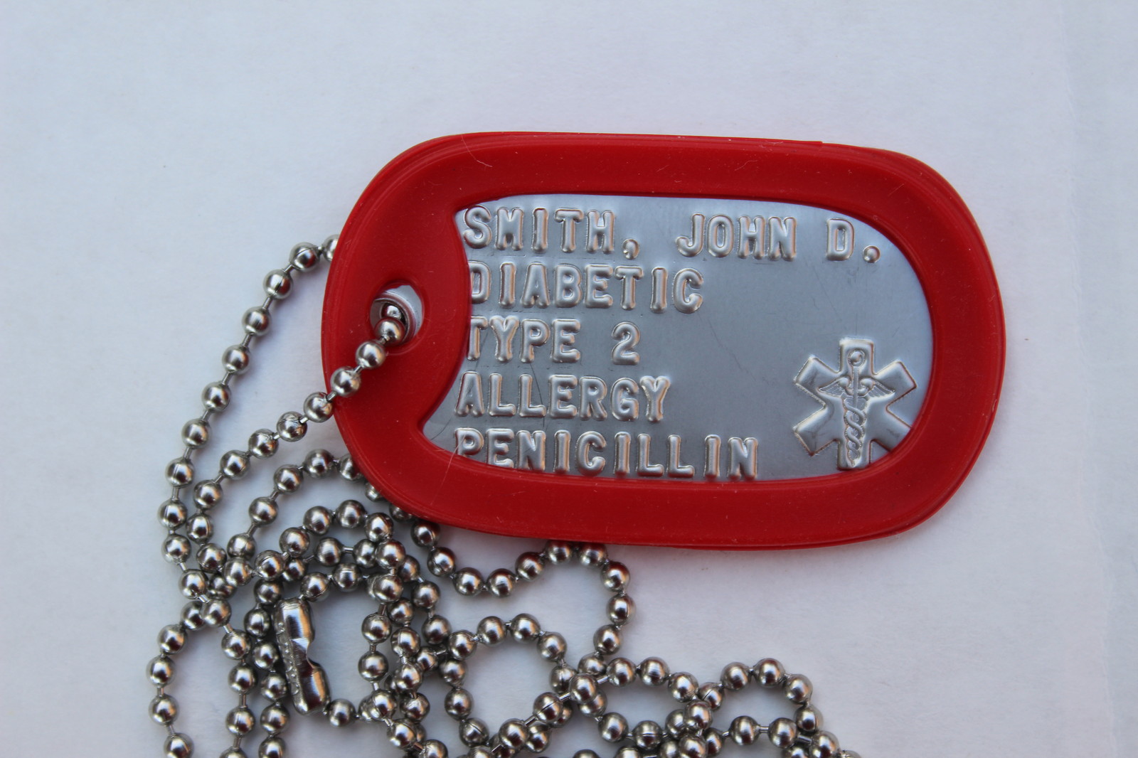 Custom Personalized Embossed Medical Alert ID Stainless Steel Military Dog Tag
