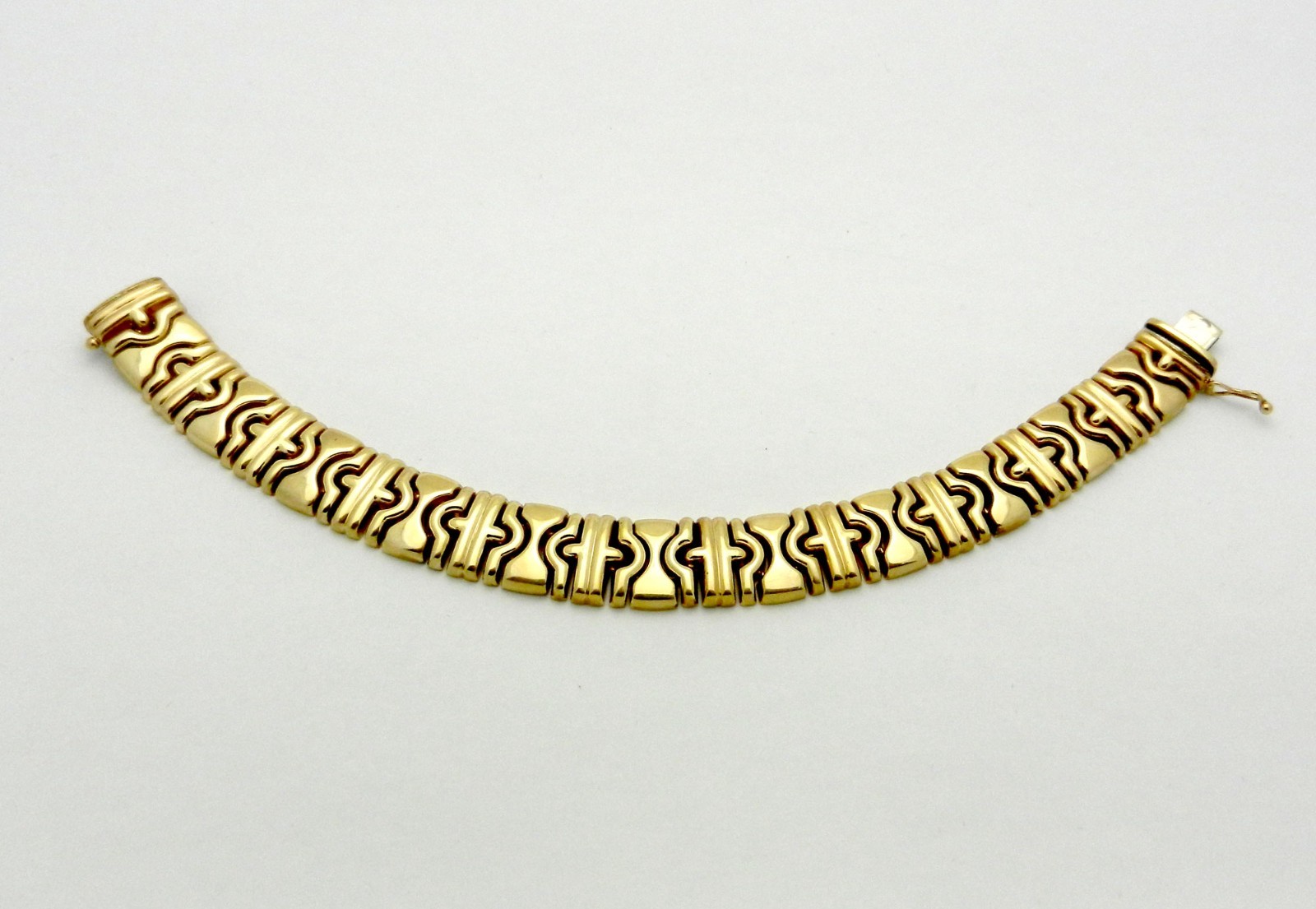 Beautiful 14k Yellow Gold FANCY Link Bracelet Made in Italy 7″ lg 28.5 grams