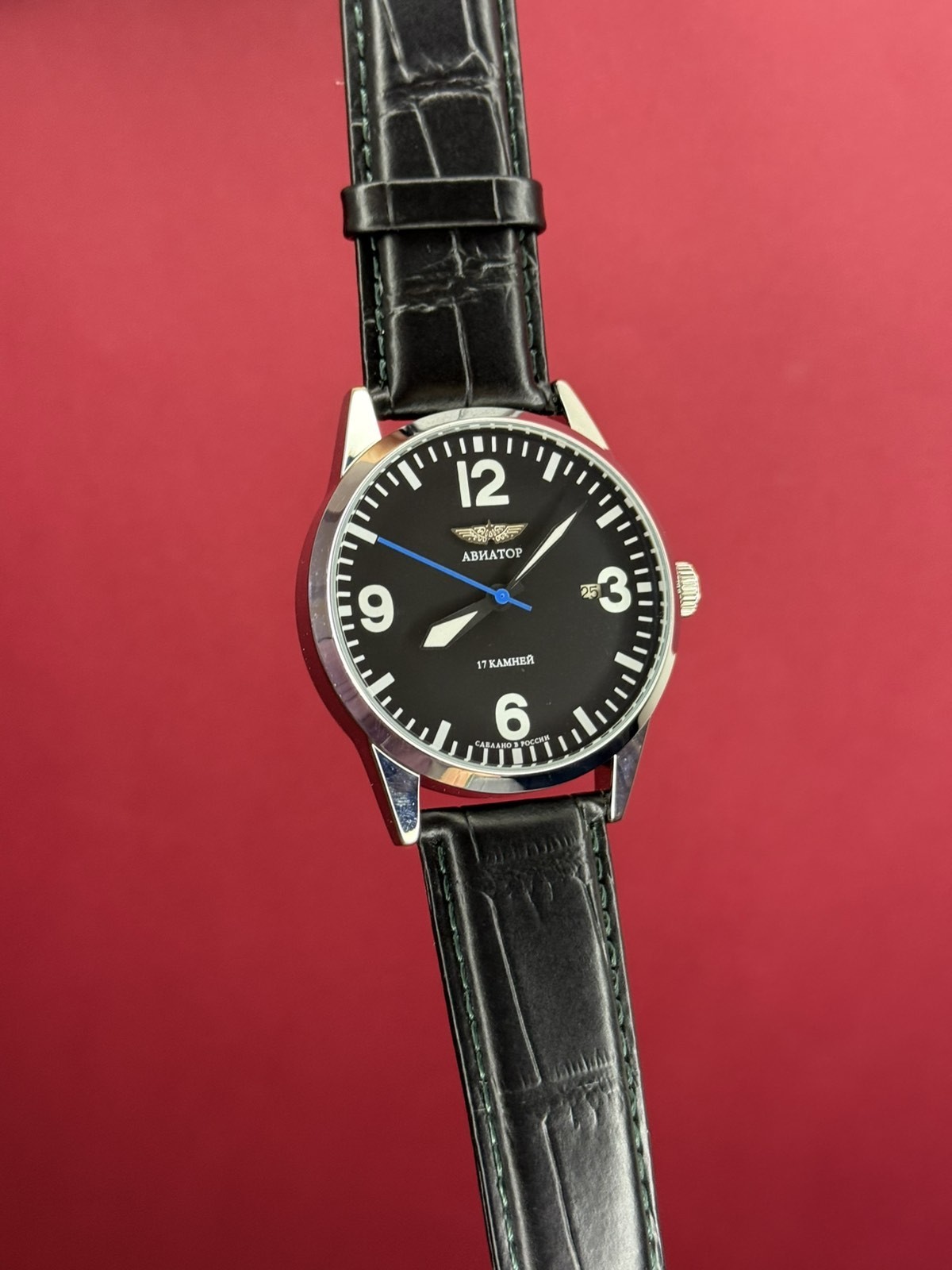 Watch Mechanical Raketa Aviator Black Pilot Vintage USSR Wrist Soviet Men’s Date