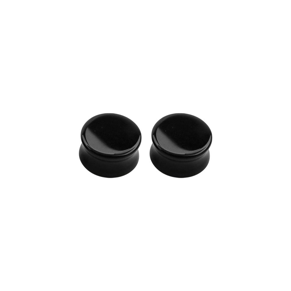 Black Onyx Stone Double Flare Tunnels Ear Gauges Plugs Piercing Sold as a Pair