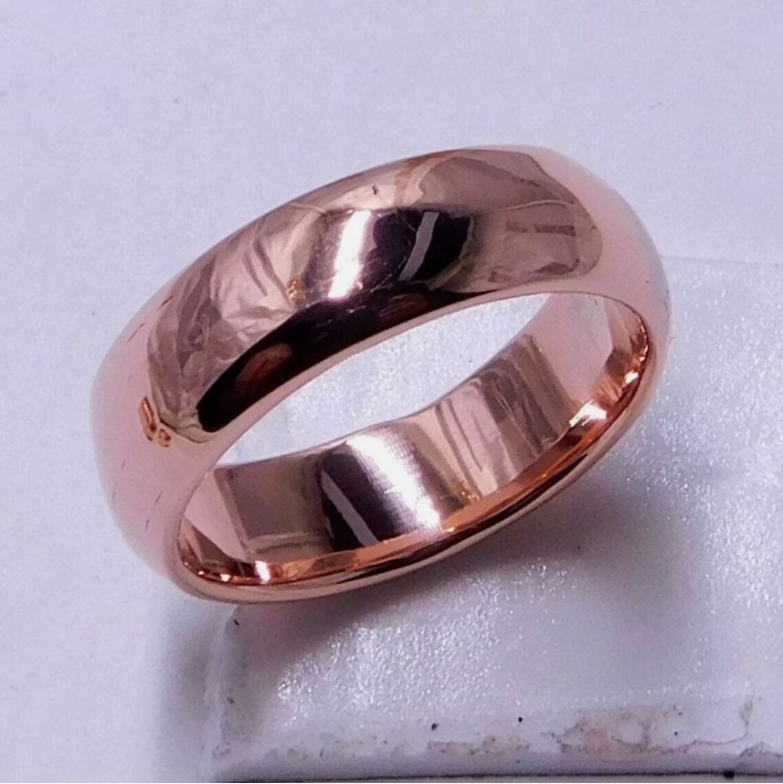 Pure Solid Copper Smooth Unisex Band Handcrafted Jewelry Ring For Men Women Gift
