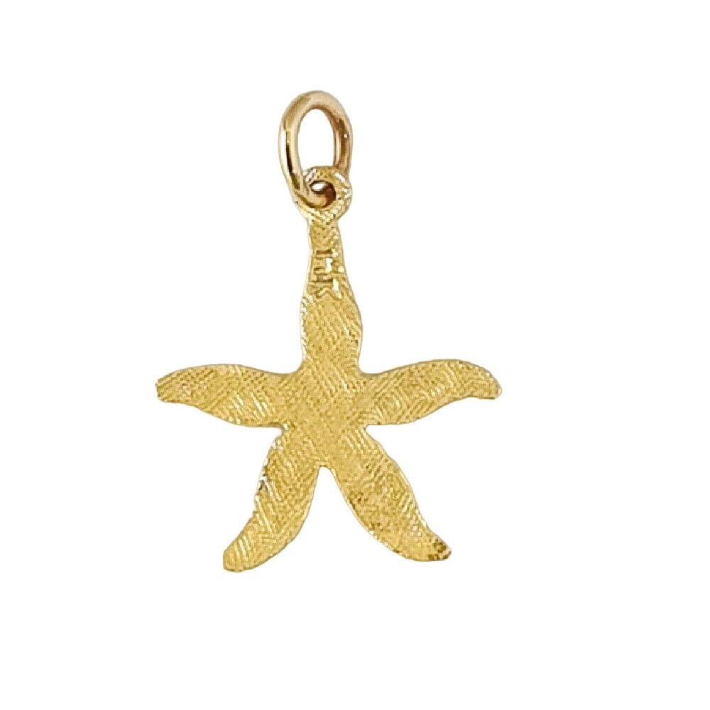 14k Yellow Gold Small Starfish Charm / Pendant, Made in USA
