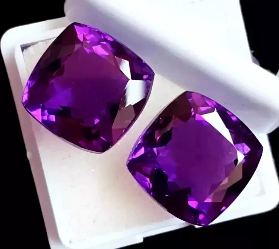 Tanzanite Cushion Cut Natural Purple 24+ Pair Loose Gemstone 2 Pcs Certified