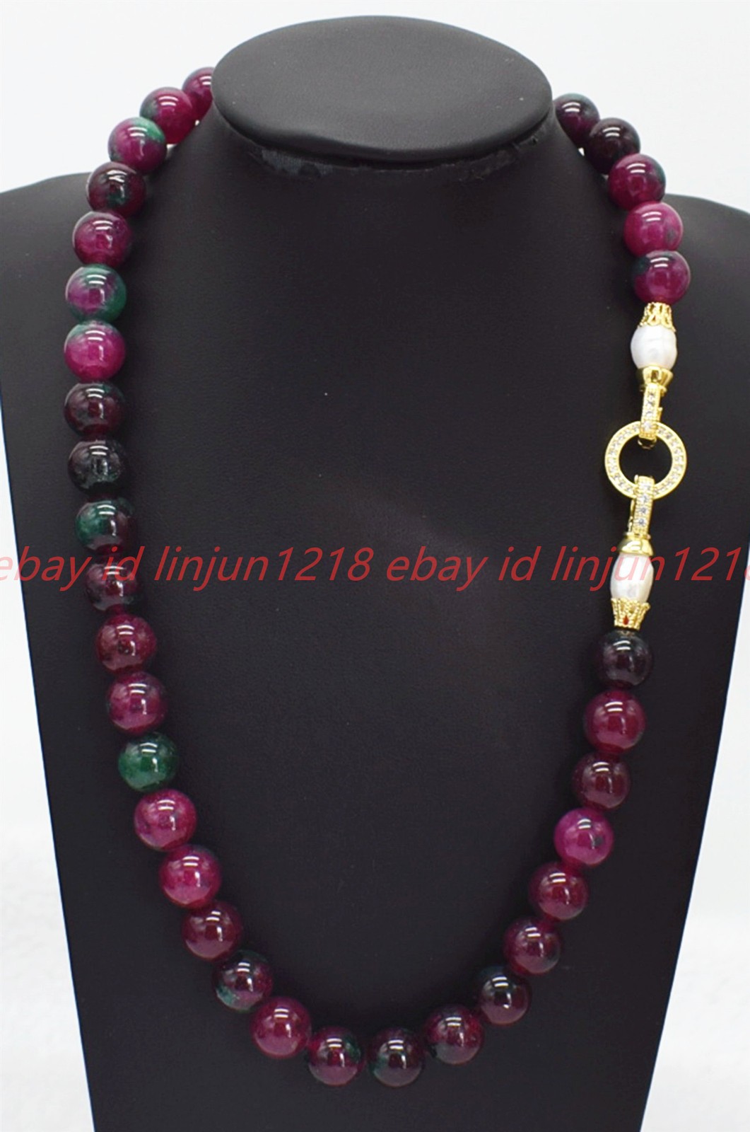 Pretty Natural 8/10/12mm Red Green Zoisite Gems Round Beads Necklace 16-28in