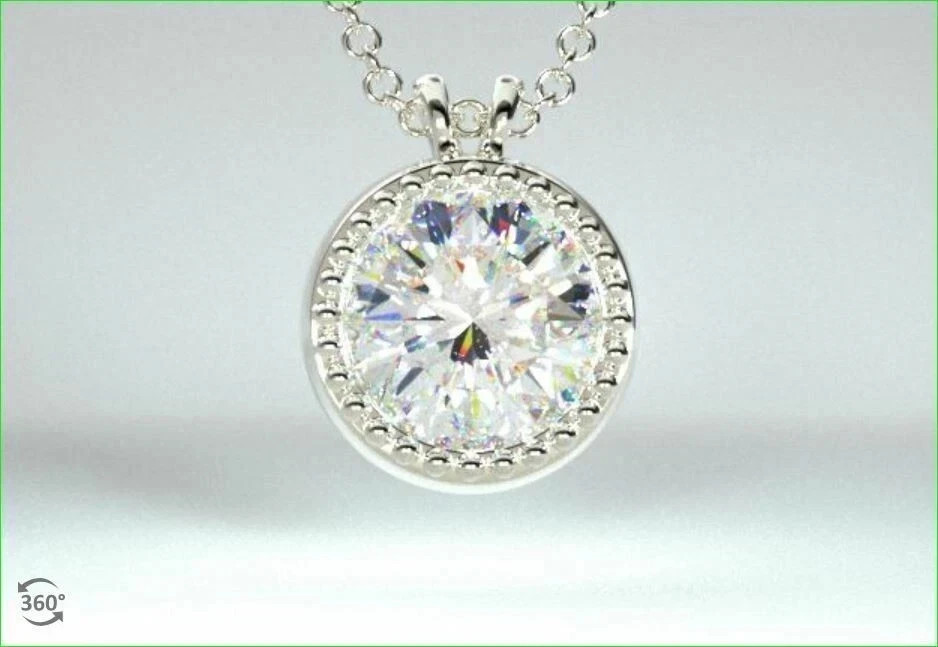 2.00Ct Lab Created Diamond Round Bezel Set Pendant 14K White Gold Silver Plated