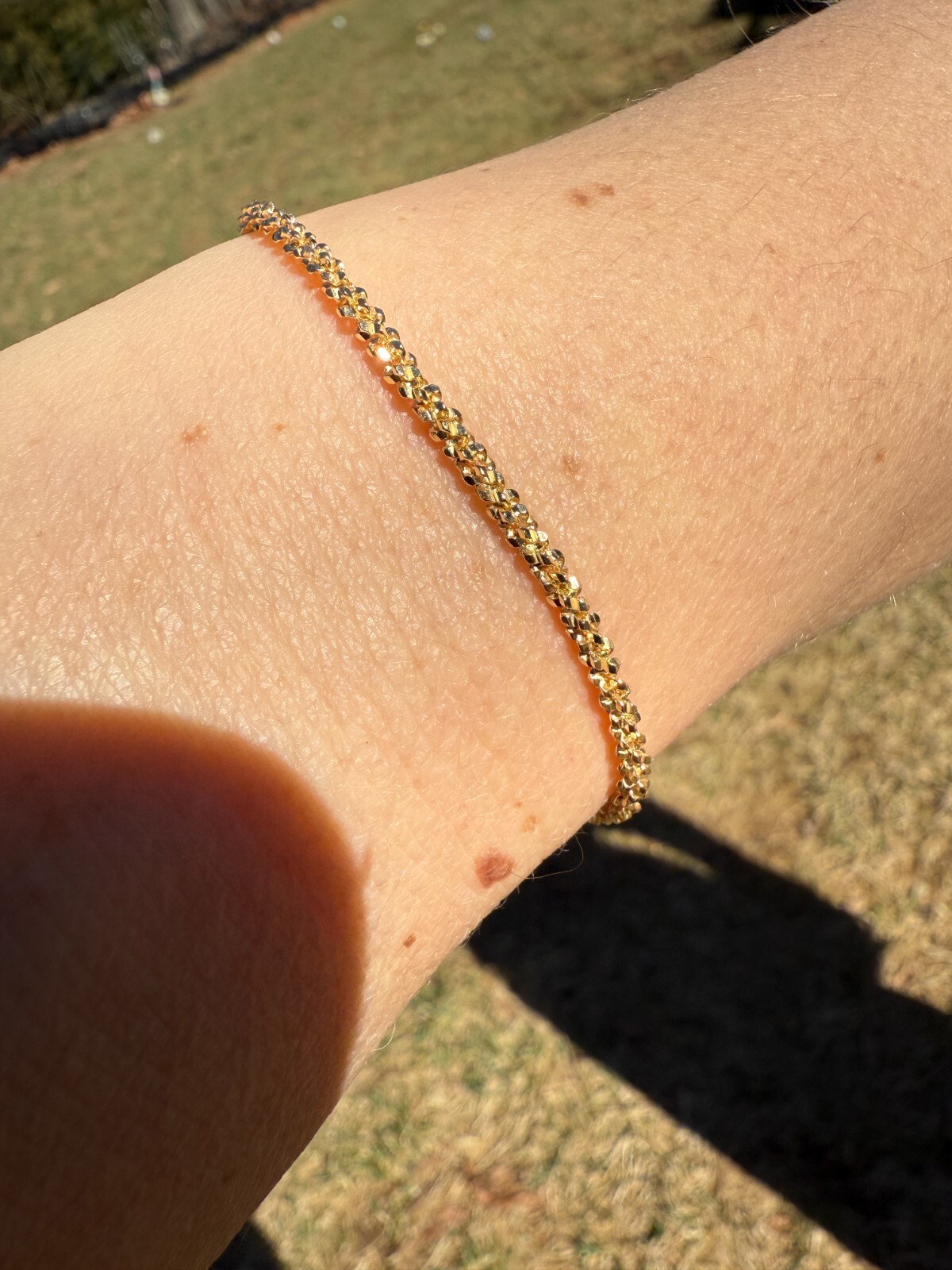 Real Solid 14k Gold Vermeil 925 Silver 3mm Sparkle Rope Bracelet 6-8.5″ Long