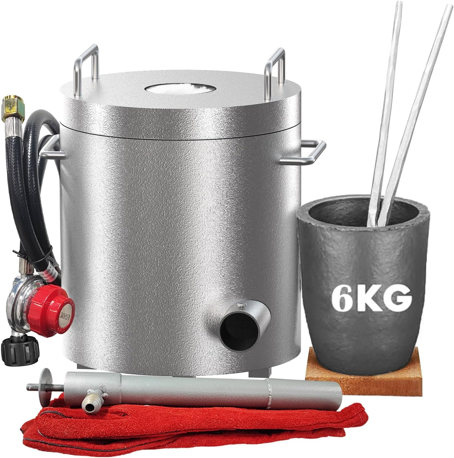 6KG Propane Melting Furnace Kiln Kit Smelt Scrap Metal Gold Silver Copper 2372°F