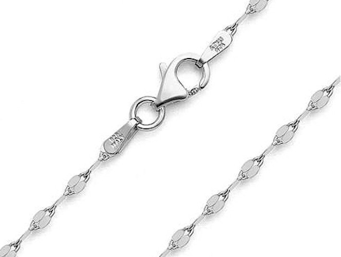 925 Sterling Silver RHODIUM Plated Coffee Chain Necklace ITALY – 16″
