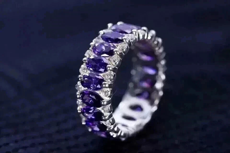 2.90Ct Oval Cut Natural Tanzanite Diamond Wedding Ring 14K Real White Gold 6 7 8