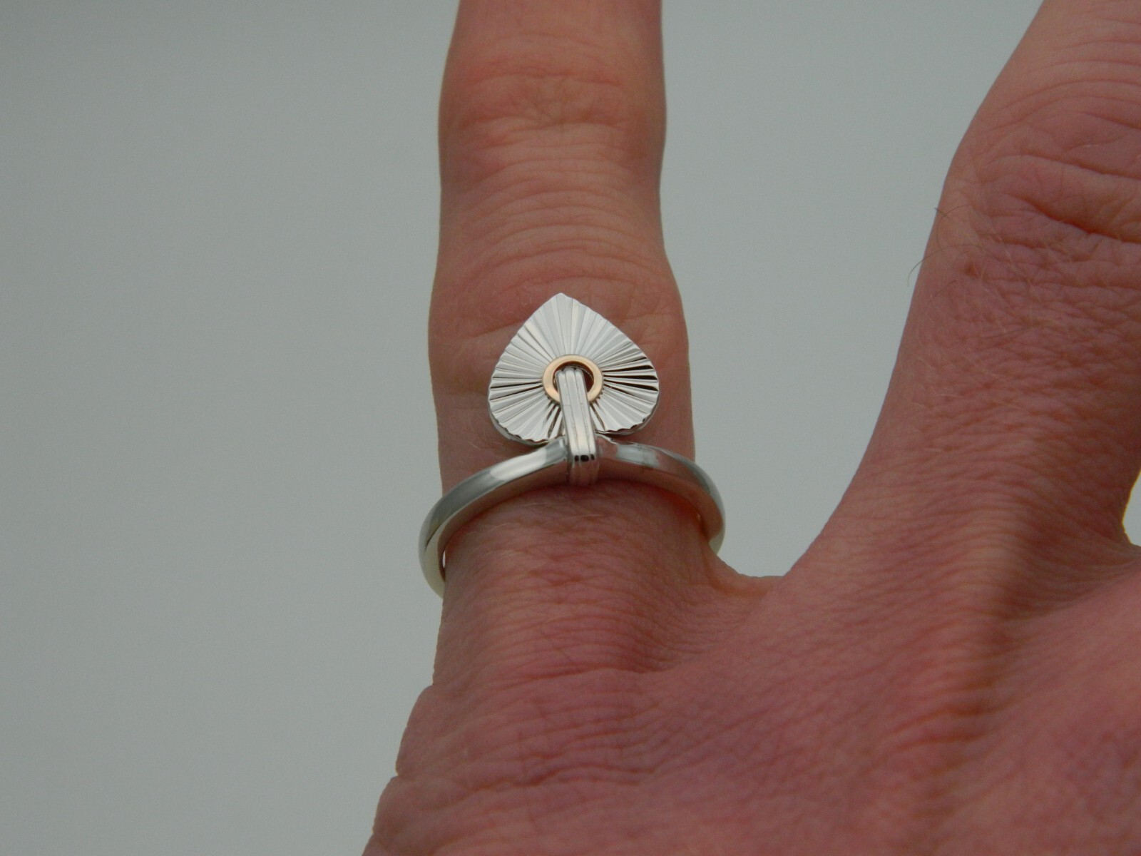 Welsh Clogau Sterling Silver & 9ct Rose Gold Cariad Horizon Heart Ring size O