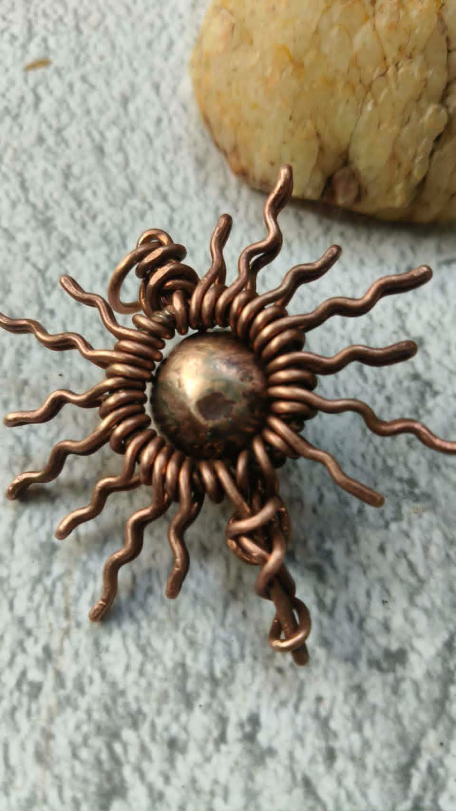 Sun Copper Pendant Wire Wrapped Enhances Energy Health Luck Jewelry #PS0003