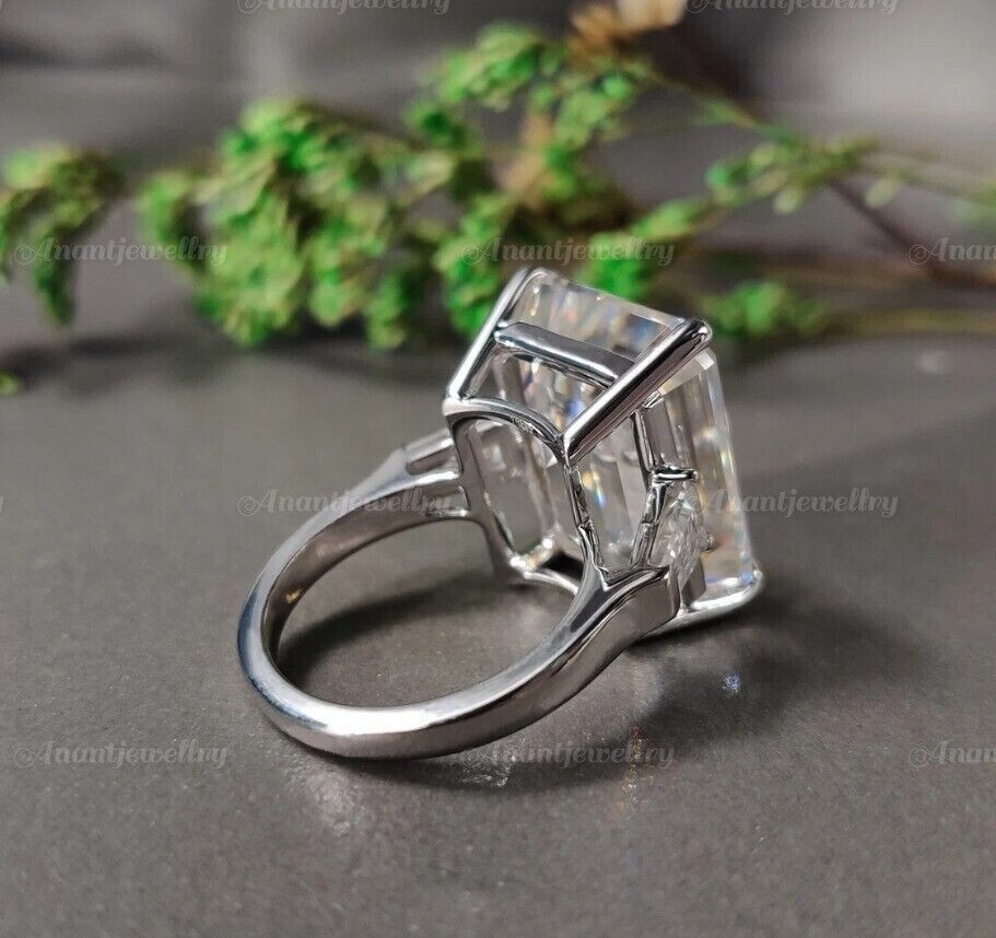 2Ct Emerald Cut Lab Created Diamond Engagement Ring 14K White Gold Plated