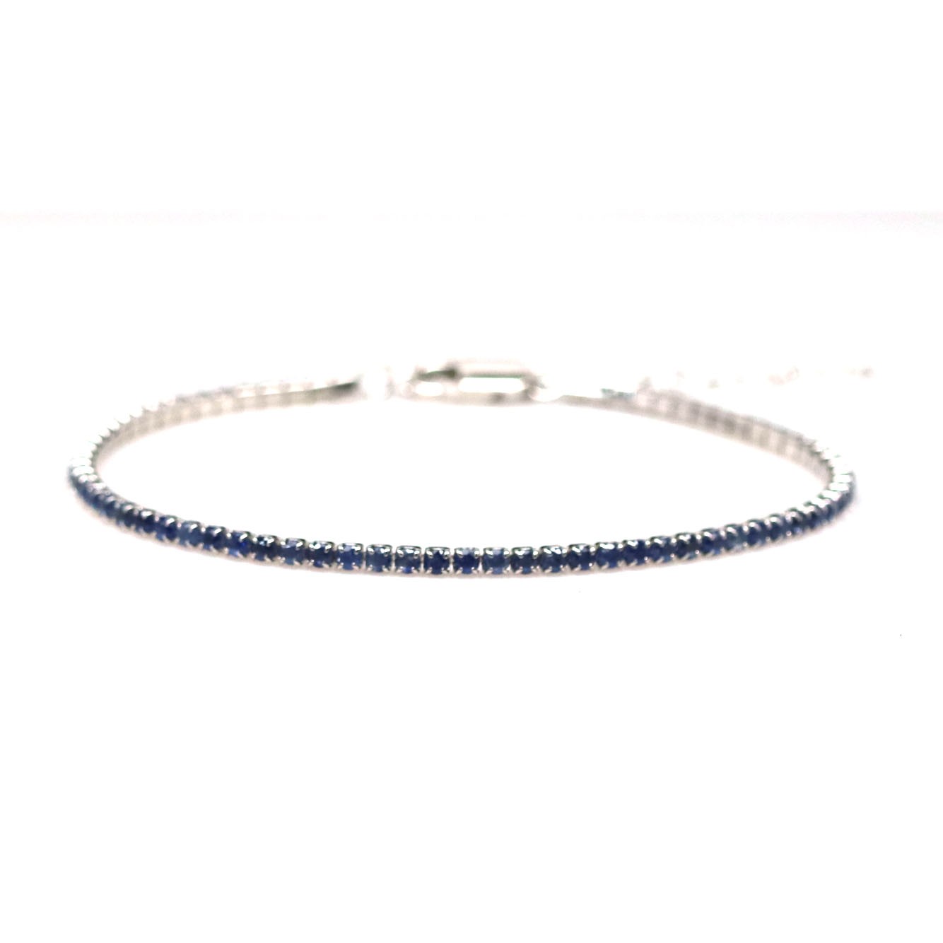 Blue Sapphire Bracelet 8.5 In. 925 Sterling Silver Handmade