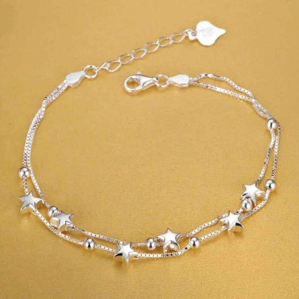 925 Sterling Silver Bracelet Round Mesh Bracelet for Women Engagement