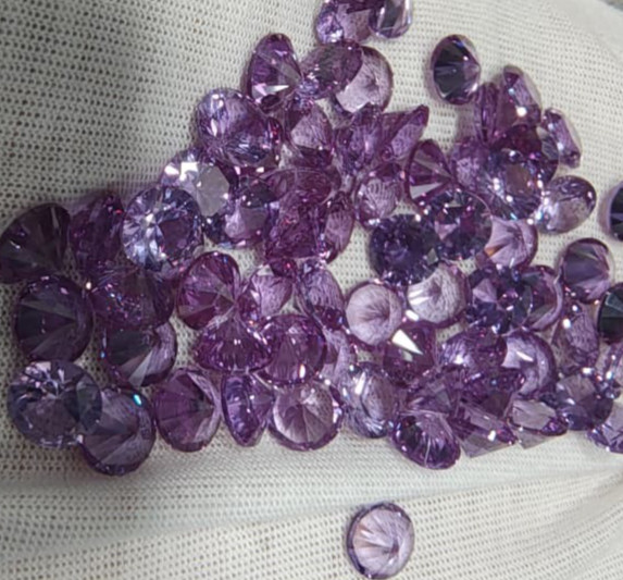 5MM Round Cut Lab Created Amethyst Loose Stone 2 Pcs Lot For Pendant/Earring