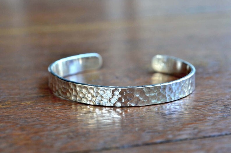 Hammered Design Bangle 925 Sterling Silver Men & Women Cuff Bracelet All Size