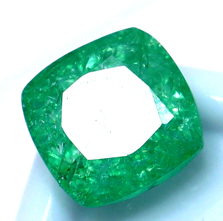 Natural Green Emerald 4.75 Ct Colombian Cushion Cut Certified Loose Gemstone
