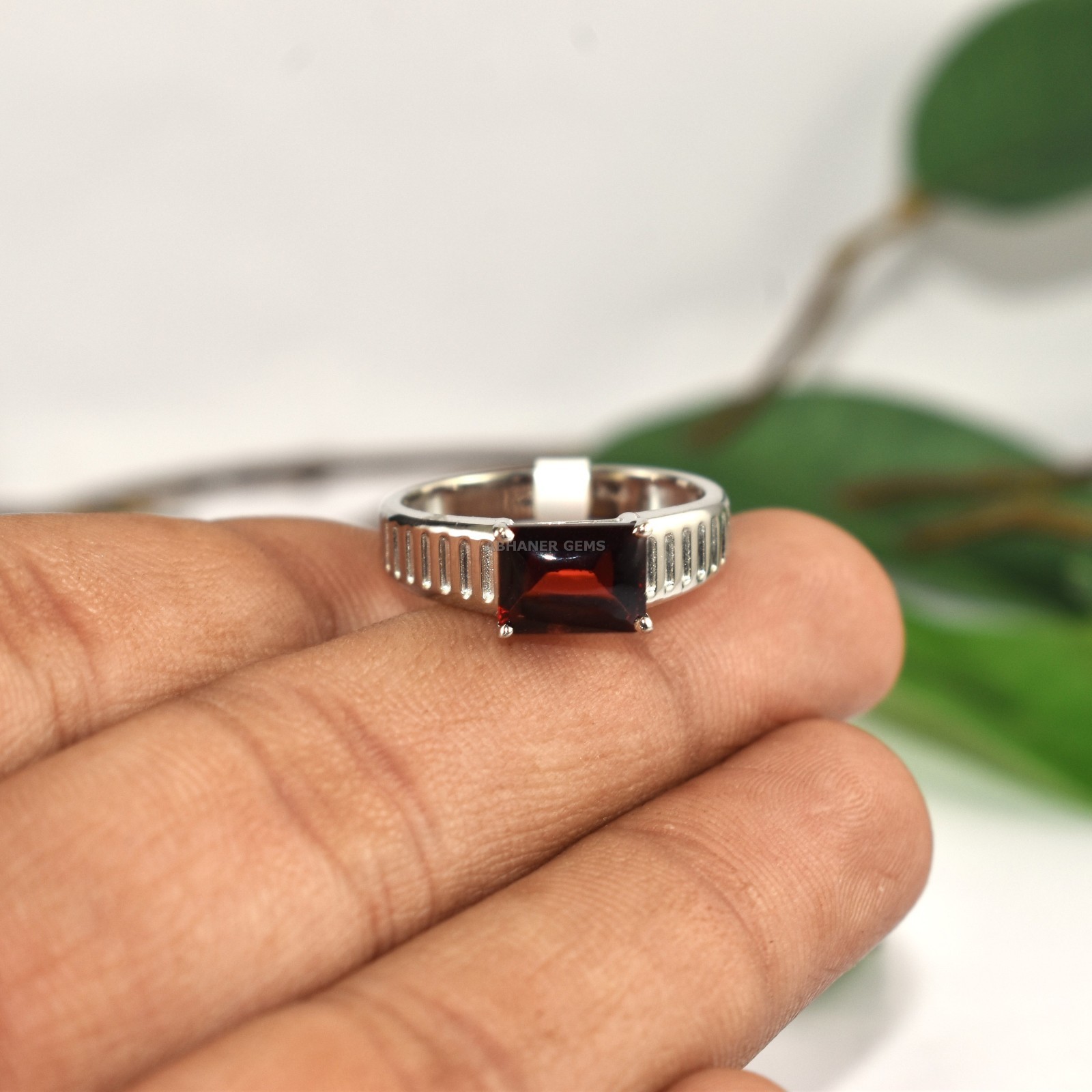 Bold And Dark Red Garnet 925 Sterling Silver Ring Fine Quality Handmade Jewelry