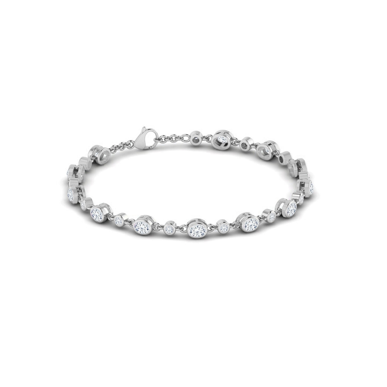 Lab Grown Diamond 925 Sterling Silver Tennis Bracelet April #1002