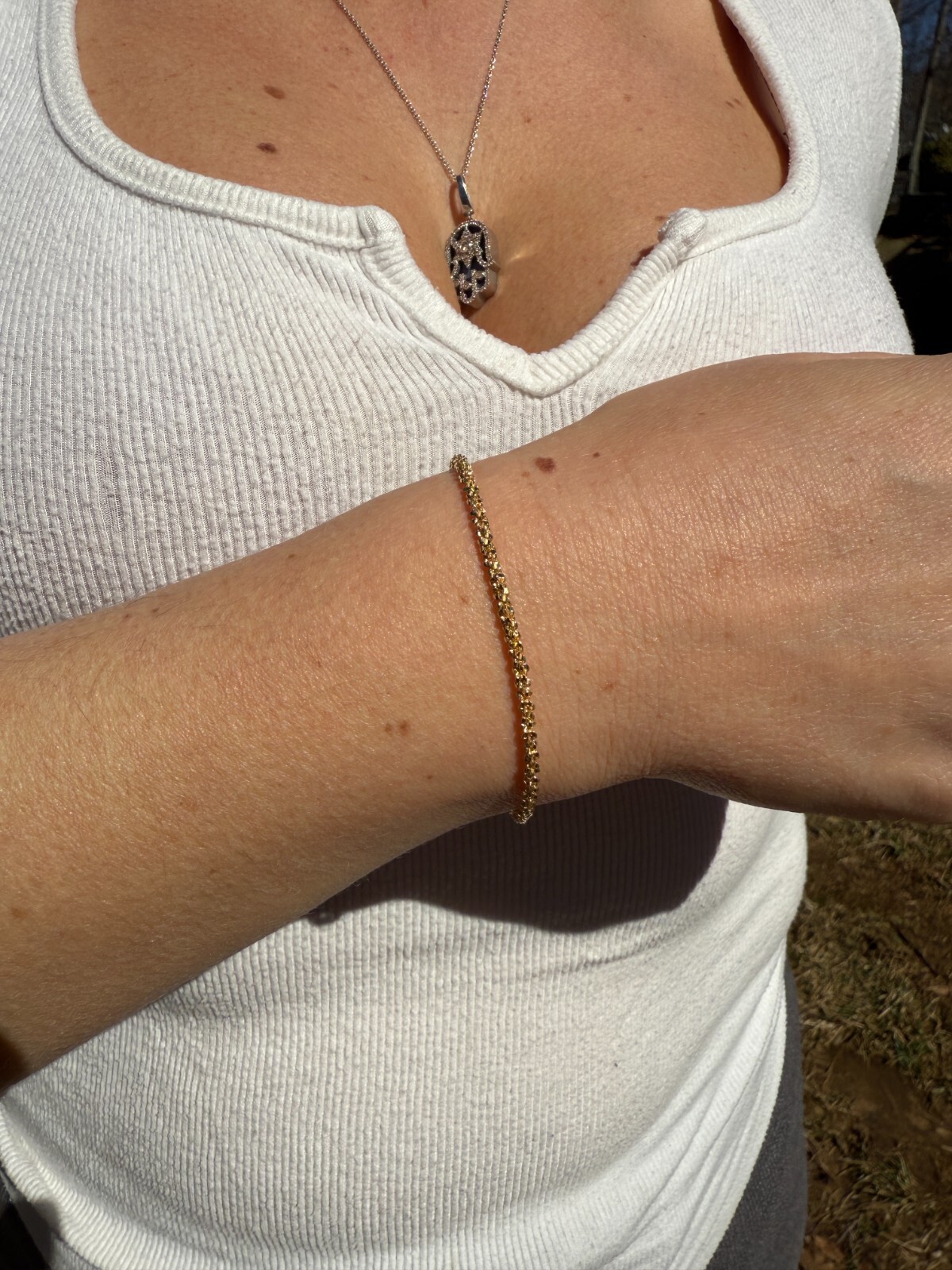 Real Solid 14k Gold Vermeil 925 Silver 3mm Sparkle Rope Bracelet 6-8.5″ Long
