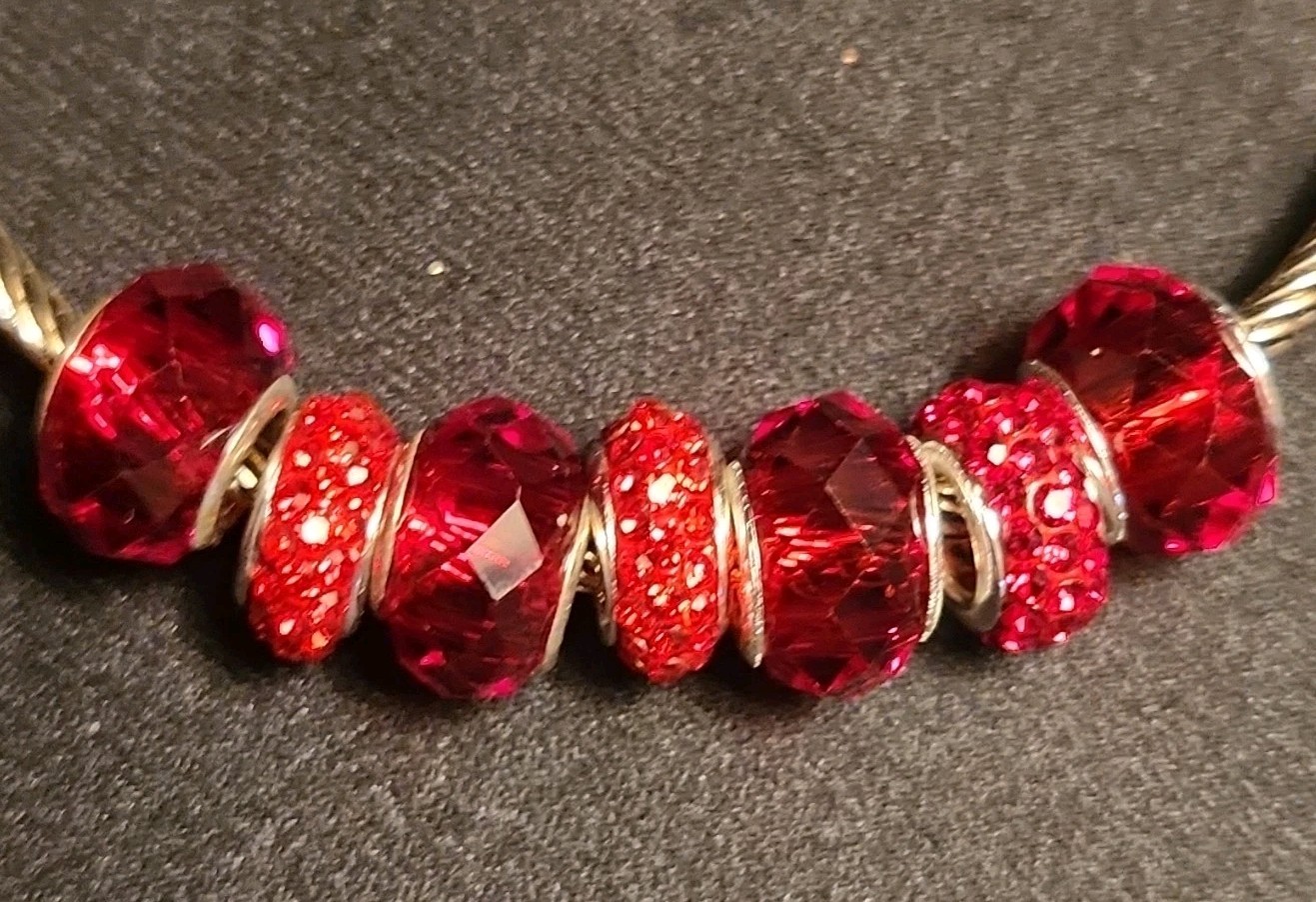 Set Of 7 Ruby Charms. July Birthstone