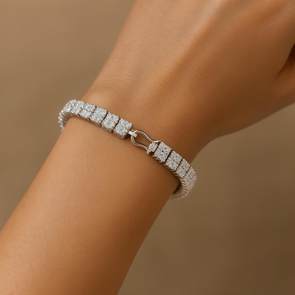 10 Ct Natural Diamond Tennis Bracelet in 14K White Gold (Certified, HPHT)