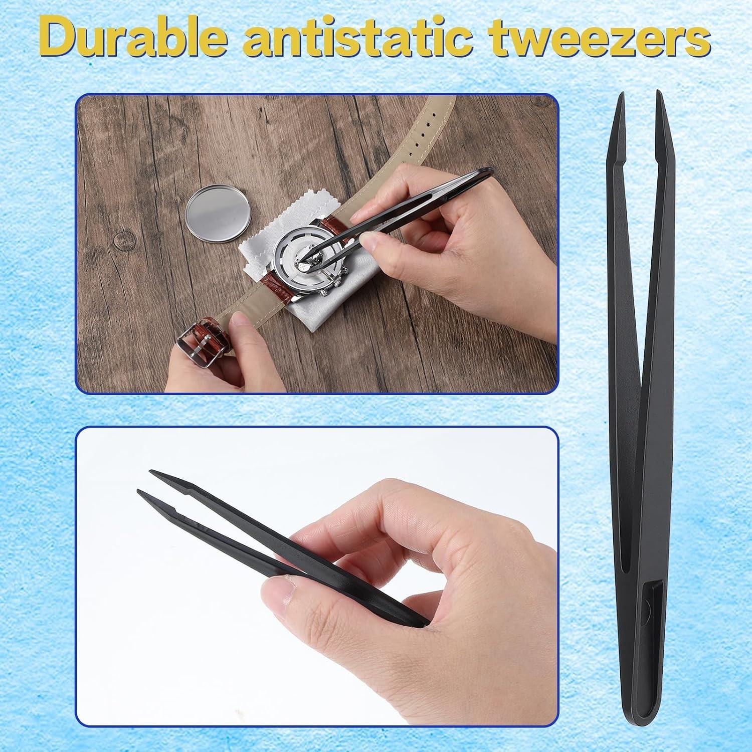 All-in-One Watch Back Removal Tool Set – 8 Pieces with Tweezers and Cloth
