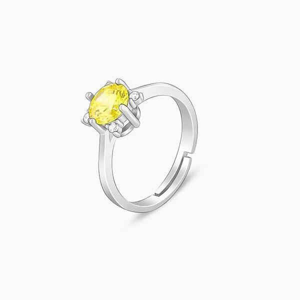 Citrine Charm ring, 925 Sterling Silver ring Birthday Gift band