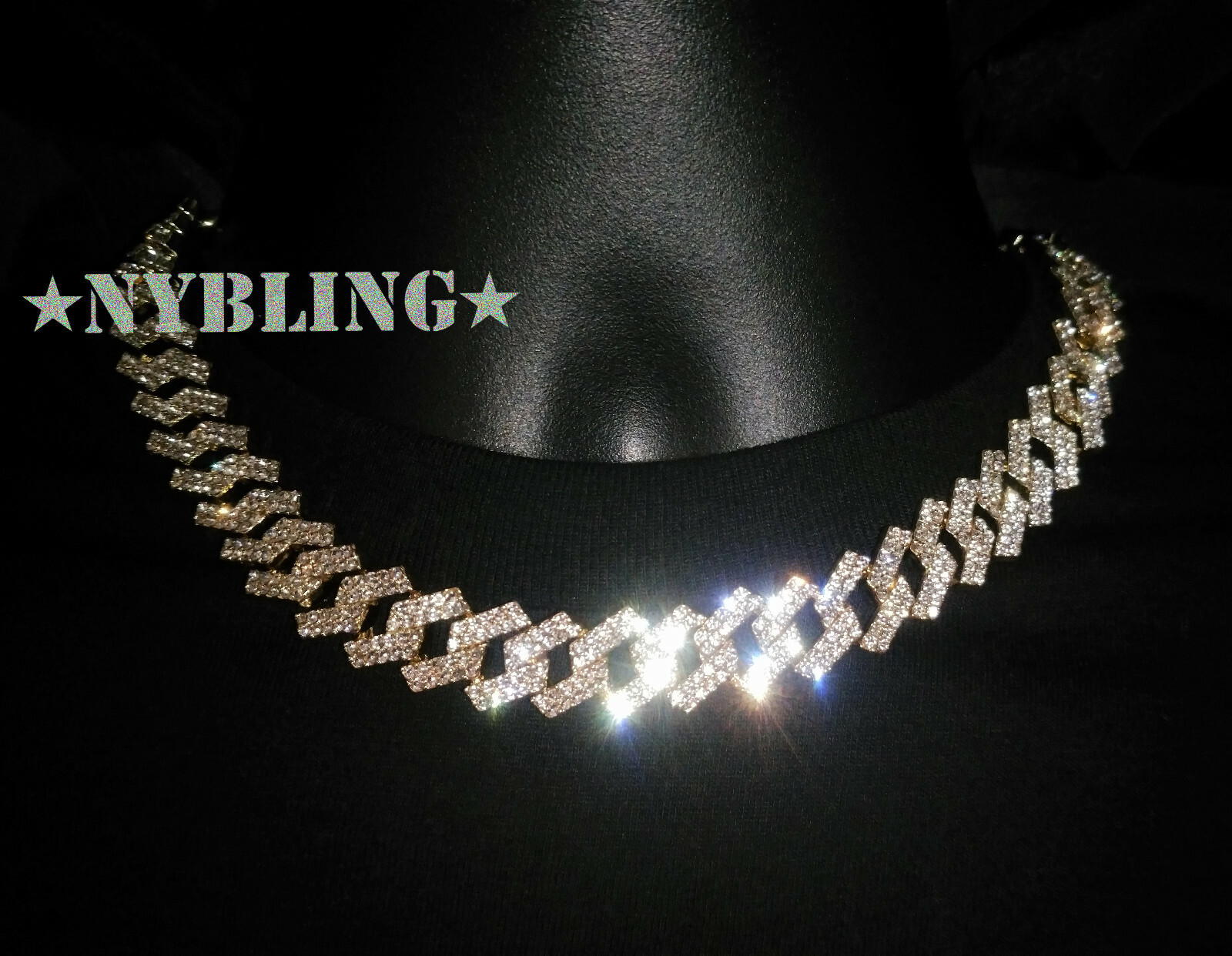 Miami Cuban Prong Link Necklace / Bracelet Gold Plated Men Iced CZ Hip Hop Chain