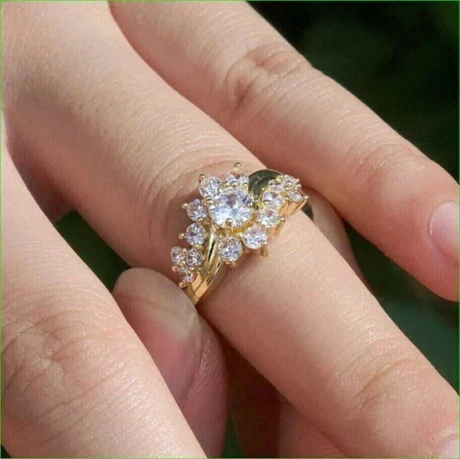 2Ct Round Cut Lab Created Moissanite Engagement Ring 14K Yellow Gold Plated