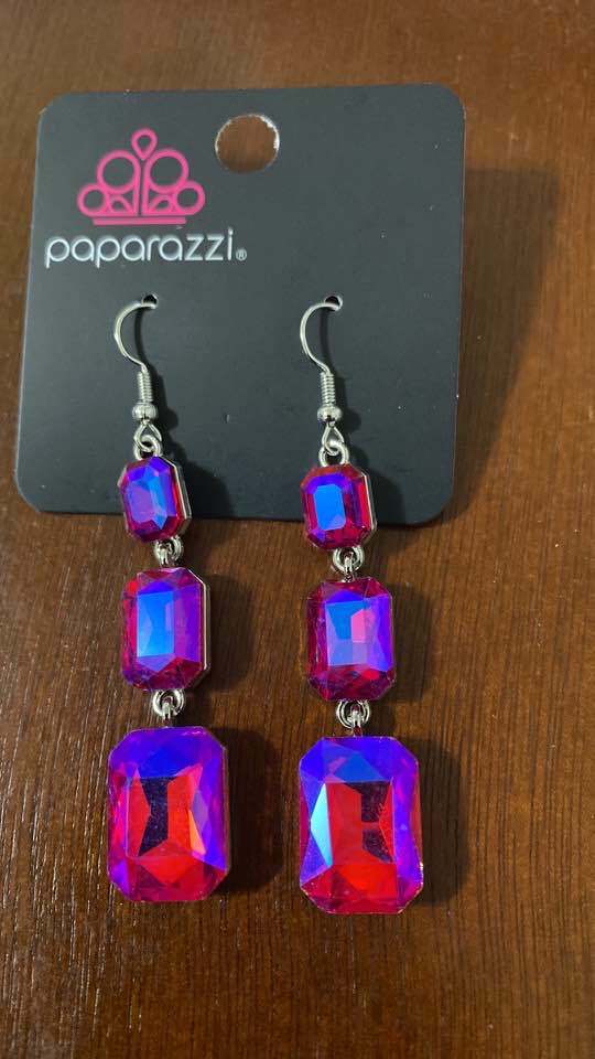 Paparazzi 💜 Cosmic Red Carpet 🌈PINK OIL SPILL 🌈Earrings ~ 💜 Fan Favorite 💜