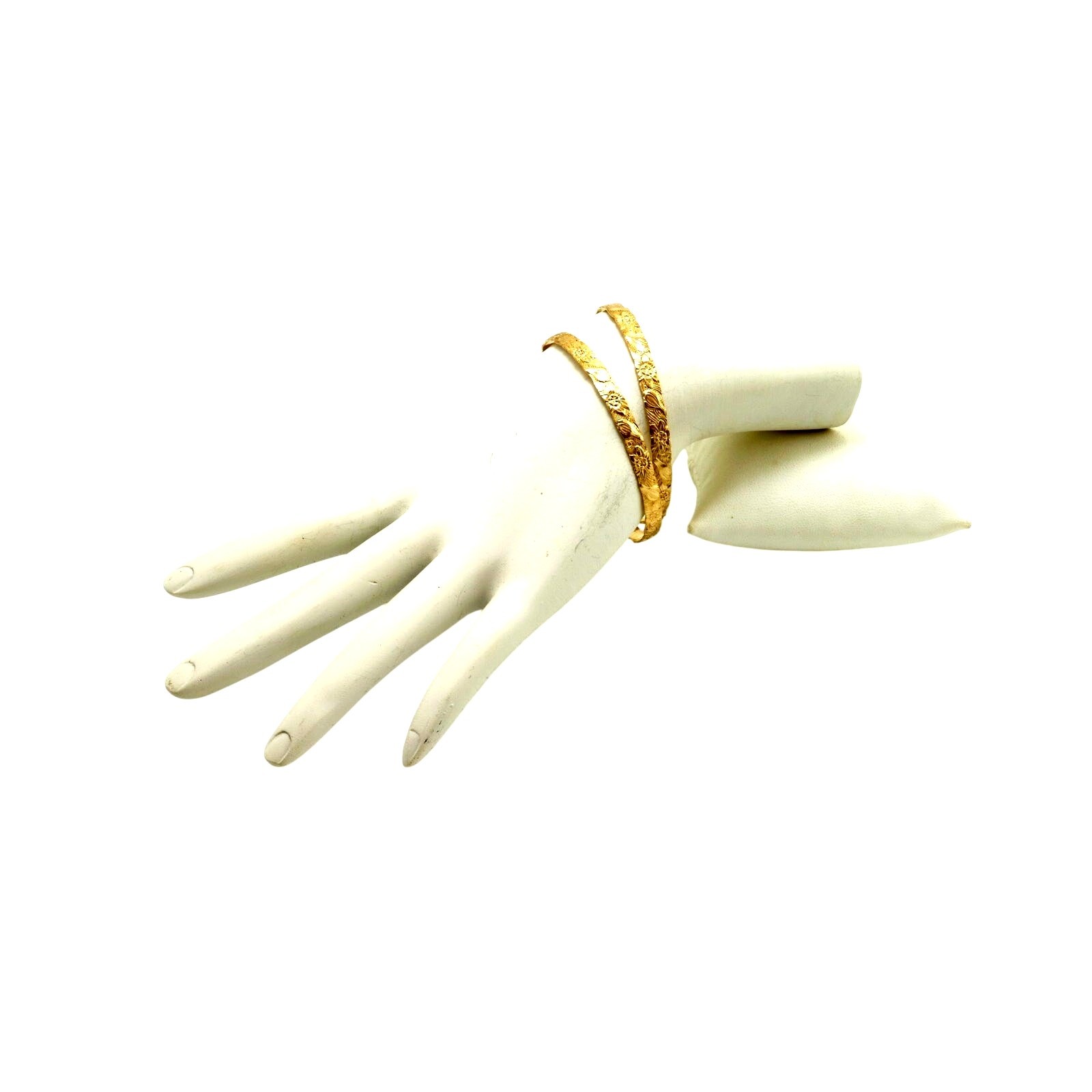 Vintage Bangle Set – Floral Etched Pair of Bangles for Small Adult Wrists -Teens