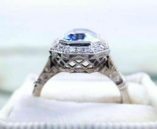 2.50 Ct Emerald Solitaire Simulated Tanzanite Wedding Ring 14K White Gold Plated