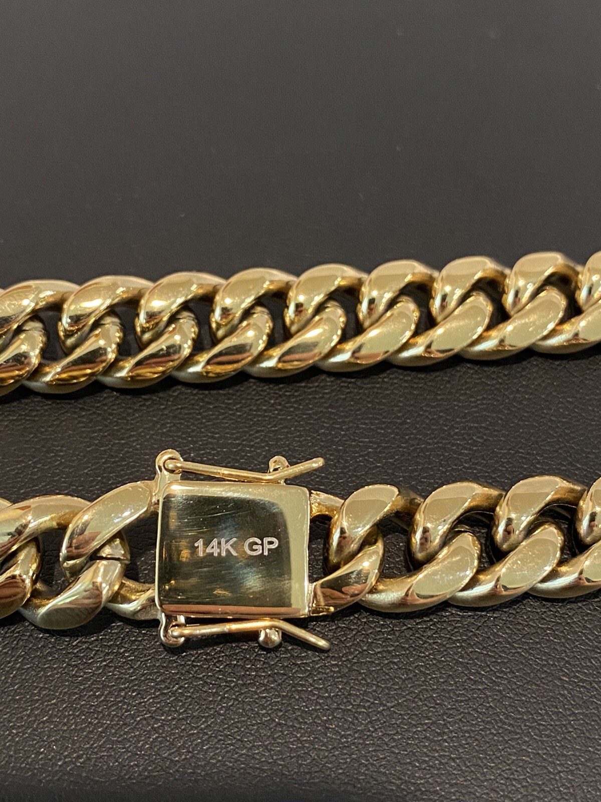 Real Solid 14K Gold Over Stainless Steel Miami Cuban Link Chain Necklace Choker