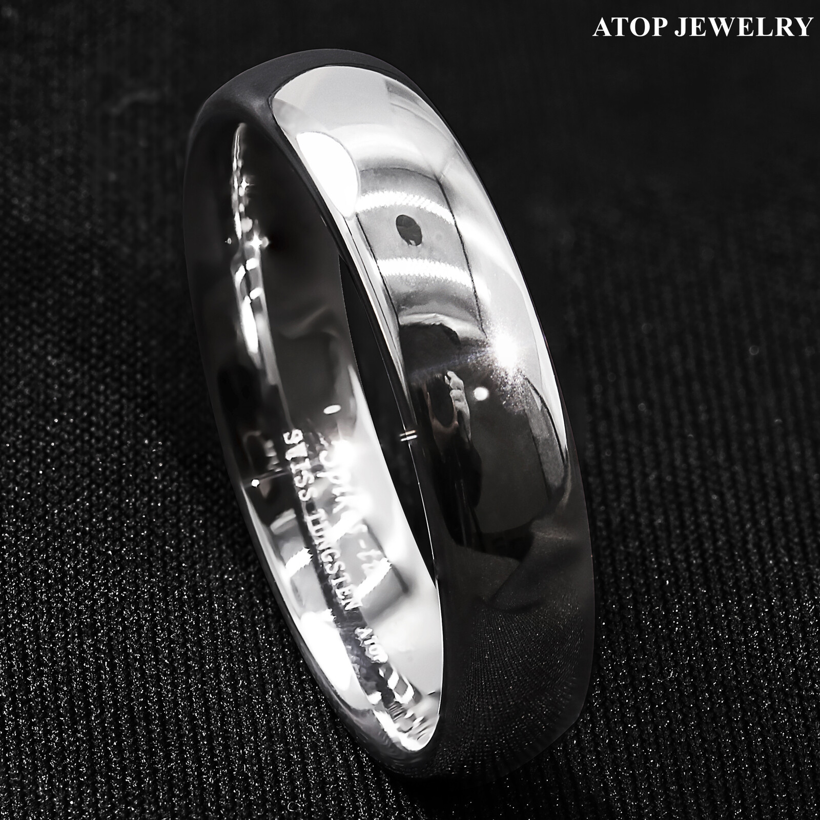 Tungsten Carbide Silver White Polish Dome Wedding Band Ring ATOP Men’s Jewelry