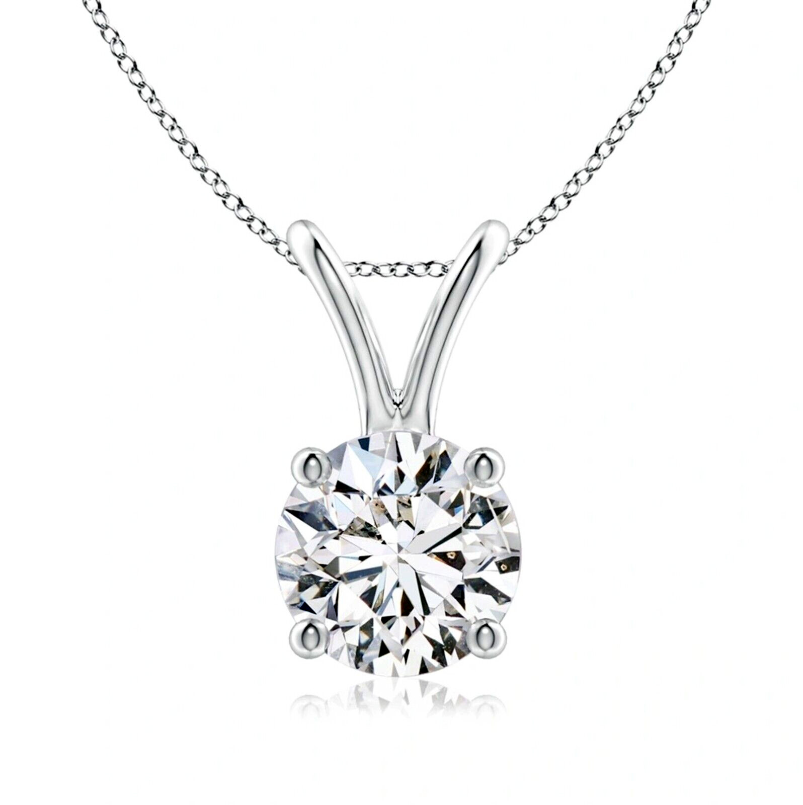 1.25 ct. Genuine White Sapphire Round Solitaire Necklace – Solid Sterling Silver