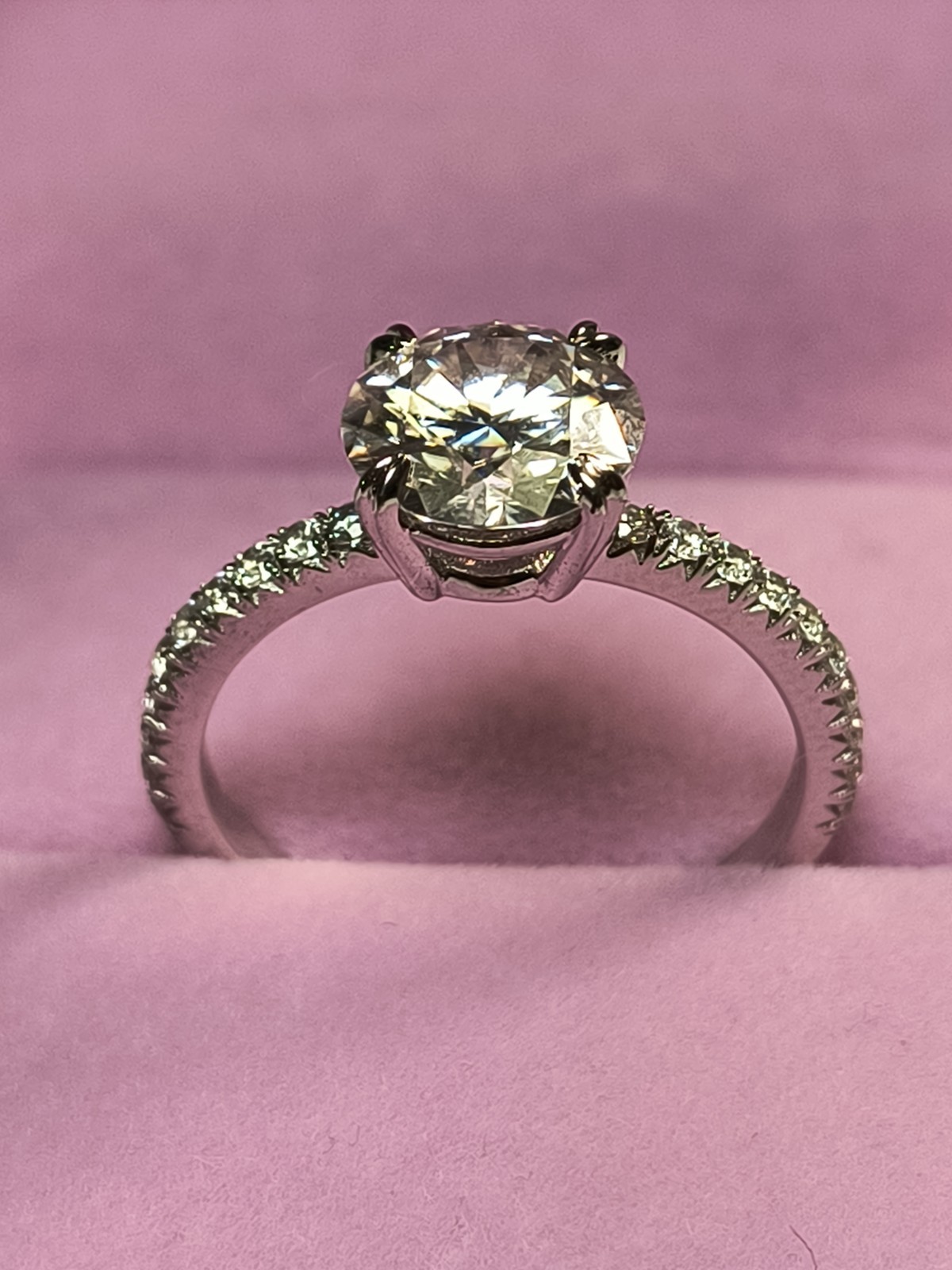Cubic Zirconia Solitaire w/ C Accents 925 Silver Engagement Ring Size 8.75 3.0g