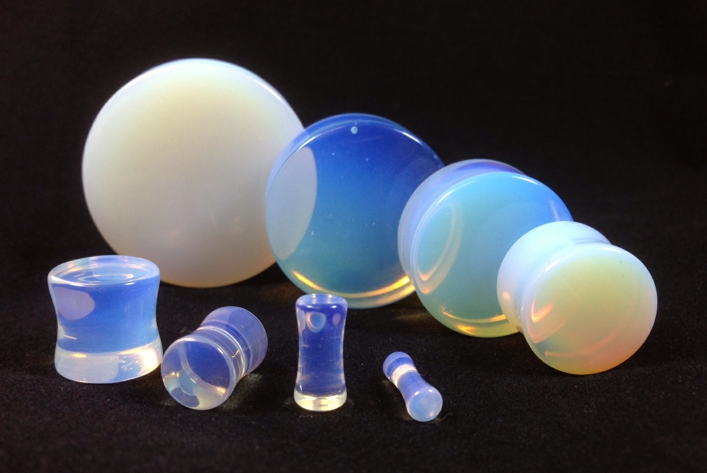 PAIR Opalite Opalescent Stone Moonstone Plugs Gauges – up to 38mm available!